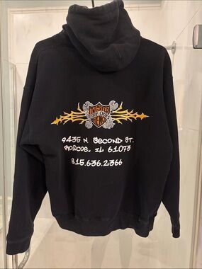 J. America Black Sweatshirt with gray & orange patch